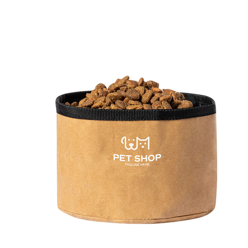 Bol pliable pour animaux de compagnie capacité 1,3l, extérieur en papier recyclé laminé durable 270g/m2 - Poppy Personnalise