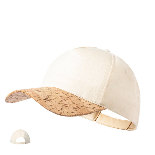 Casquette 5 panneaux de la ligne Nature en coton biologique, avec visière en liège naturel - Vachir Personnalise