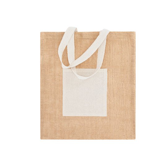 Sac en combinaison résistante de corps en jute de 240g / m2 et poignées en coton, le tout dans un ton naturel - Flobux Personnalise