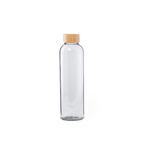 Gourde en verre transparent d'une capacité de 500 ml, avec bouchon à vis en bambou et sans BPA - Yonsol Personnalise