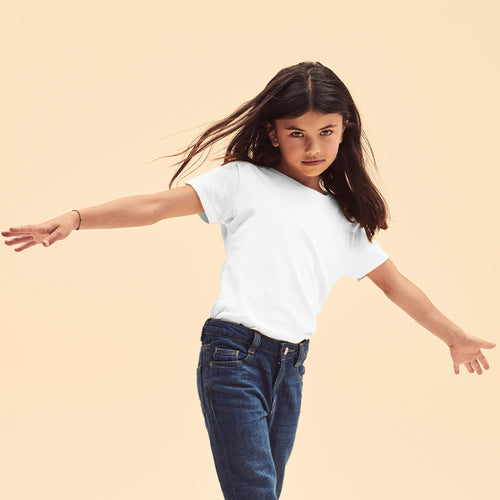 T-shirt blanc pour filles Iconic de Fruit Of The Loom Personnalise