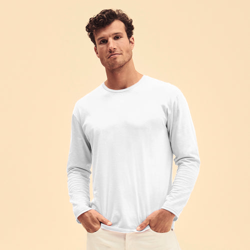 T-shirt blanc adulte Iconic Long Sleeve de Fruit Of The Loom - Iconic Long Sleeve T Personnalise
