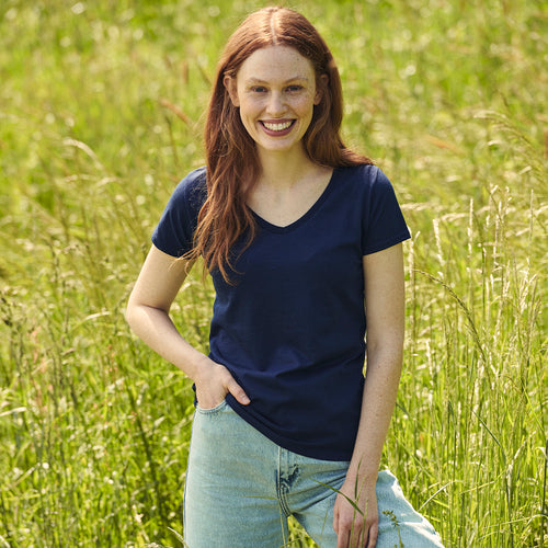 T-shirt pour femmes couleur Iconic V-Neck de Fruit Of The Loom Personnalise