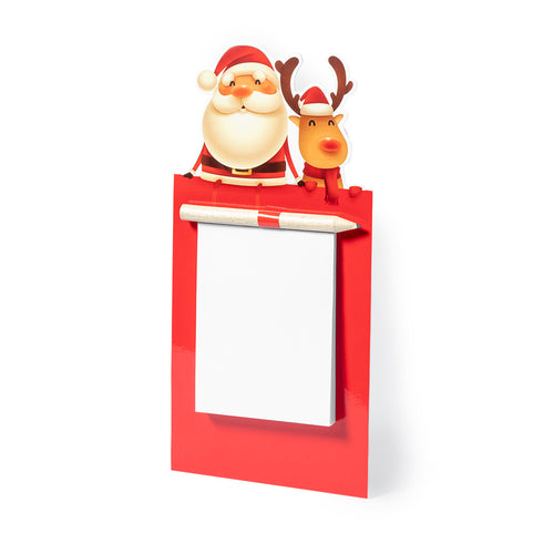 Aimant avec un bloc-notes dans un design amusant de Noël Père Noël et renne - Larry Personnalise