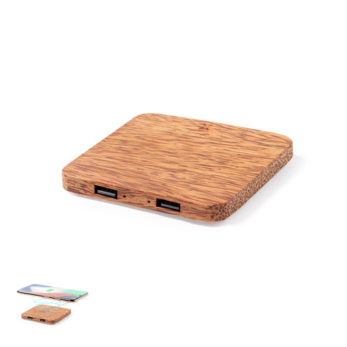 Chargeur sans fil 10W nature line en noix de coco - Raston Personnalise