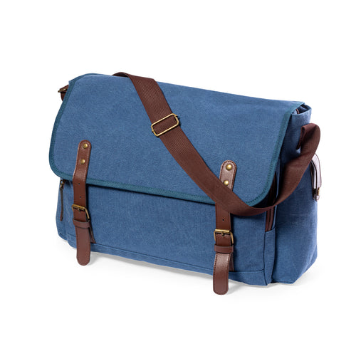 Sac à bandoulière au design intemporel, en toile résistante de 480g/m2, avec des sangles de fermeture en similicuir et une bandoulière réglable pratique - Gibson Personnalise