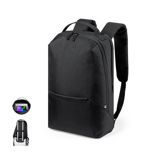 Sac à dos en polyester RPET 600D résistant, fabriqué à partir de plastique recyclé, afin de favoriser la réutilisation des déchets plastiques et d'aider à la durabilité de la planète - Elanis Personnalise