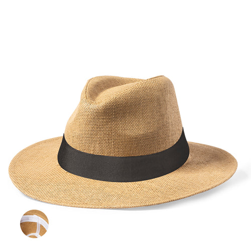 Chapeau Indiana en paille de papier, avec une confortable sangle intérieure réglable - Mulins Personnalise