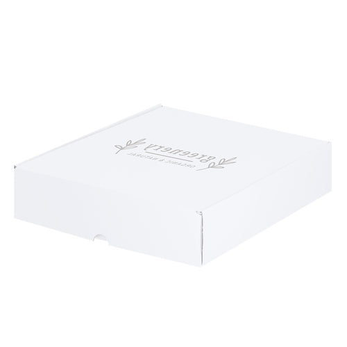 Boîte de présentation de taille moyenne en carton ondulé recyclé avec une finition blanche - Wingard Personnalise
