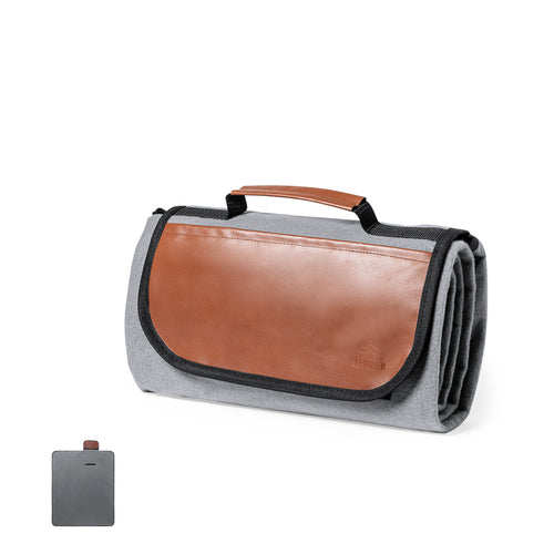 Couverture de pique-nique haut de gamme en polyester RPET résistant 160g/m2 et finie en gris - Pirsoy Personnalise