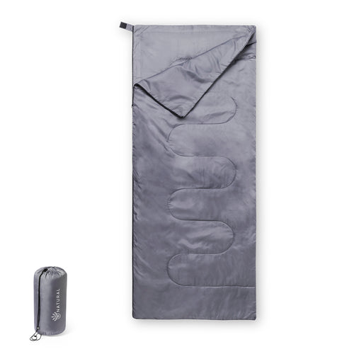 Sac de couchage en polyester RPET 190T résistant au toucher agréable et chaud, de couleur grise - Daltom Personnalise