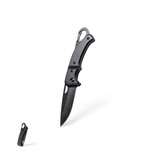 Couteau avec une lame en acier inoxydable avec une finition noire et un manche en aluminium résistant assorti - Datrak Personnalise