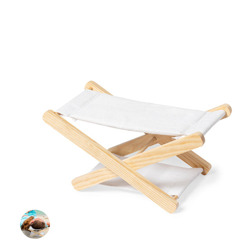 Appui-tête pliant original, avec une structure en bois et tissu coton avec une finition naturelle - Maretis Personnalise