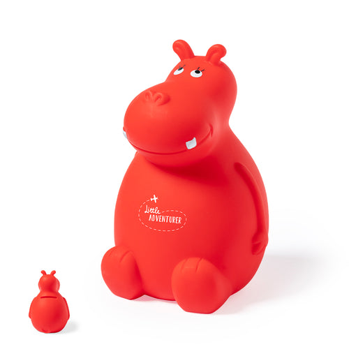 Tirelire au design original d'hippopotame, en PVC souple et résistant adapté aux enfants Personnalise