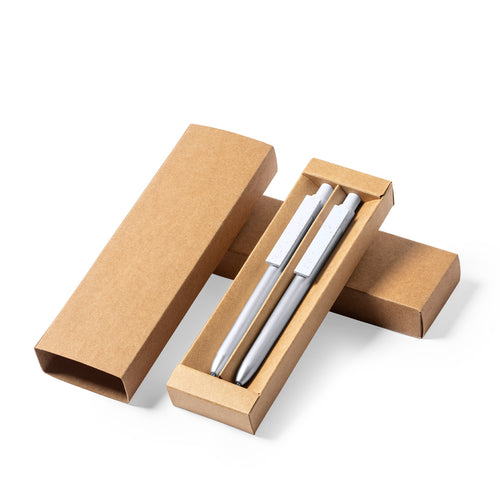 Ensemble de stylo et roller respectueux de l'environnement, en aluminium recyclé et avec des détails en ABS recyclé (RABS) - Harzur Personnalise