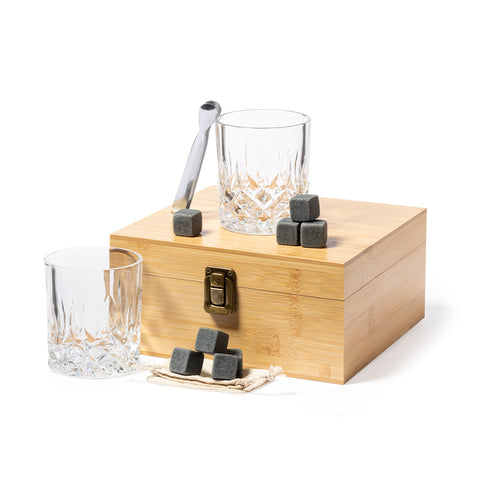 Service à whisky dans un élégant étui en bambou avec intérieur découpé - Steger Personnalise