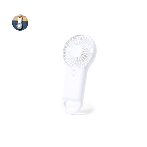 Ventilateur en ABS blanc robuste avec mousqueton intégré - Dayane Personnalise
