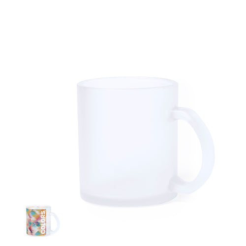 Mug en verre d'une capacité de 350ml, finition translucide et spécialement conçu pour le marquage par sublimation - Amira Personnalise