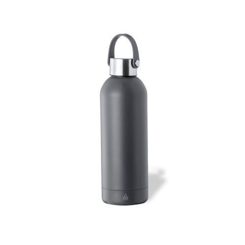 Bouteille thermos d'une capacité de 500 ml, fabriquée en acier inoxydable recyclé à double paroi, avec bouchon à vis mat et poignée intégrée assortie - Breidy Personnalise