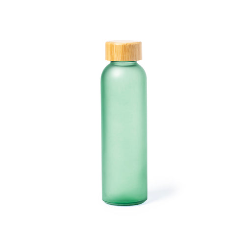 Bouteille de la ligne nature d'une capacité de 500 ml, avec un corps en verre, un bouchon à vis en bambou et sans BPA - Eskay Personnalise