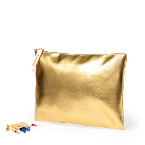 Trousse à maquillage en similicuir avec une élégante finition métallique - Darak Personnalise
