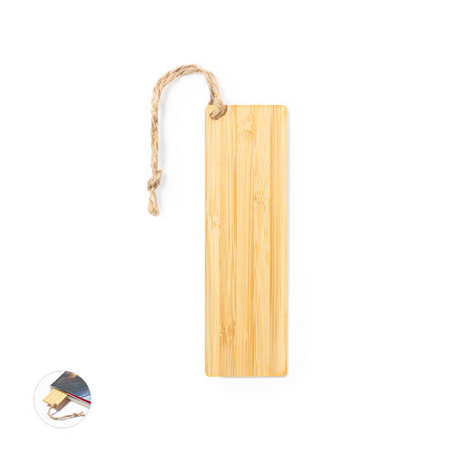 Marque-page ligne nature original et résistant en bambou et cordon de jute - Momo Personnalise