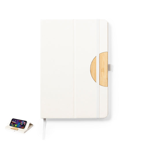 Carnet de notes de la ligne Nature transformable en support pour smartphone et fabriqué avec des cartons de lait recyclés - Torya Personnalise