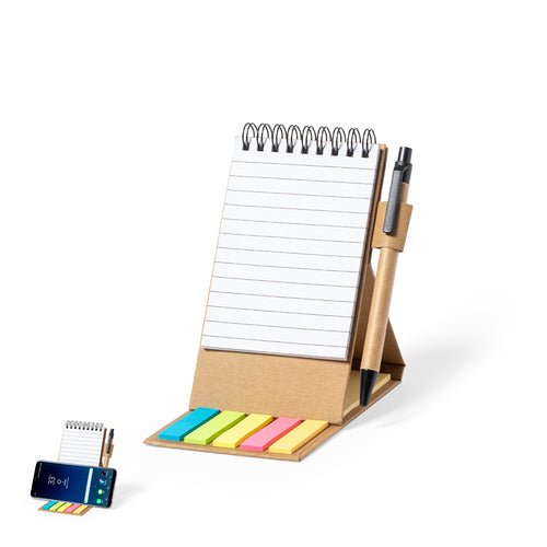 Bloc-notes de la ligne nature transformable en porte-smartphone et fabriqué en carton recyclé - Phesux Personnalise