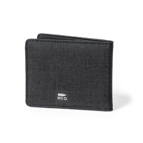 Elégant portefeuille porte-cartes en polyester RPET avec une finition noire - Kenxo Personnalise