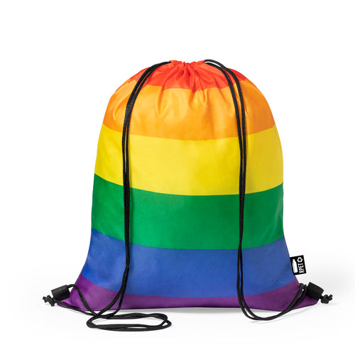 Sac à dos à cordes arc-en-ciel multicolore, en RPET 210T - Marsha Personnalise