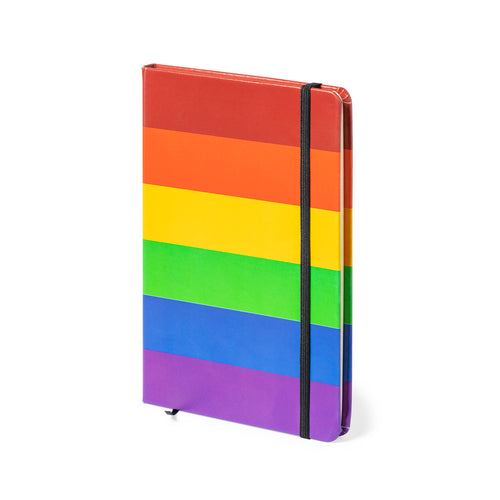 Bloc-notes arc-en-ciel multicolore, avec couvertures rigides en similicuir au toucher doux et fermeture élastique - Locomix Personnalise