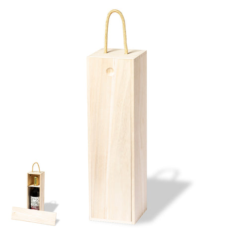 Coffret de présentation premium pour 1 bouteille, en bois de Paulownia naturel, léger et résistant - Grimbur Personnalise