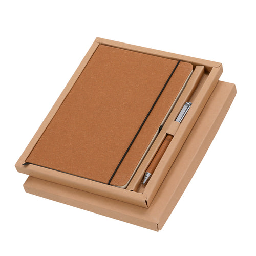 Ensemble bloc-notes et stylo en cuir recyclé - Nauthax Personnalise