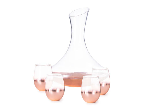 Élégant ensemble de vin en cristal, avec un délicat et innovant revêtement rose dégradé - Prescot Personnalise