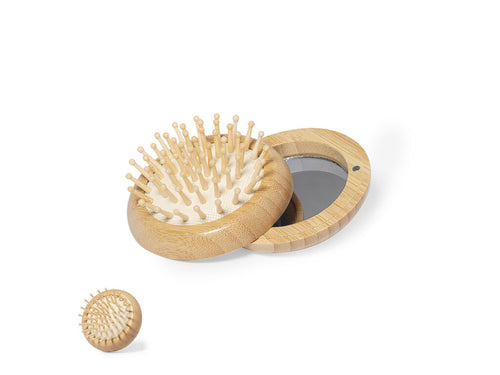 Original brosse à cheveux avec miroir fabriqué en bambou naturel - Bonnie Personnalise