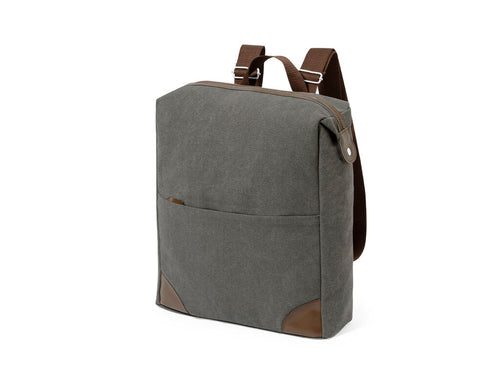 Sac à dos au design intemporel, en toile grise résistante 475g/m2, avec fermetures éclair et poignée de transport en similicuir - Grant Personnalise