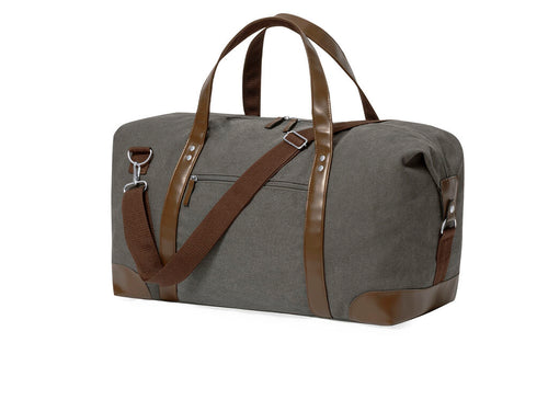 Sac élégant en toile grise résistante de 475g/m2, avec des poignées pratiques et résistantes en similicuir autour du sac et des coins renforcés - Sharyl Personnalise
