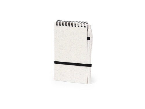 Cahier à anneaux avec couvertures en canne de blé et stylo assorti, également en canne de blé - Fanny Personnalise