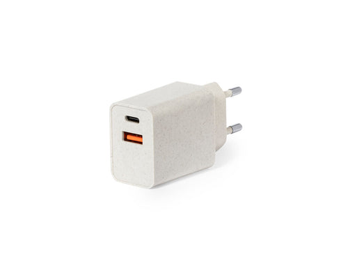 Chargeur mural USB à charge rapide, en fibre de blé - Avery Personnalise
