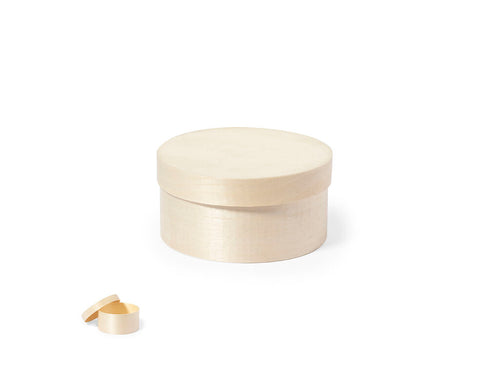 Boîte de présentation au format rond, en bois naturel avec couvercle assorti - Abedi Personnalise