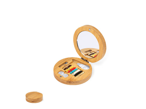 Set de couture pratique, présenté dans un étui en bambou, avec miroir intérieur et fermeture magnétique - Atriax Personnalise