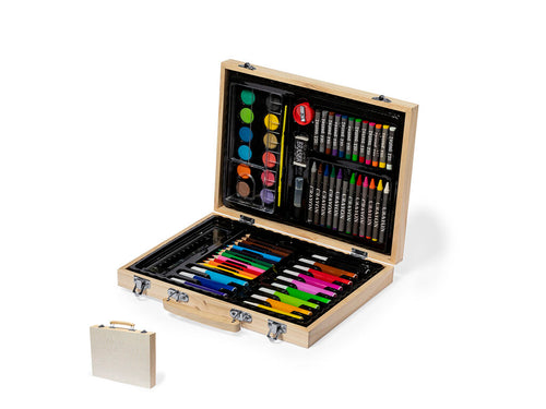 Complet étui à colorier en bois, avec poignée de transport confortable - Lanzini Personnalise