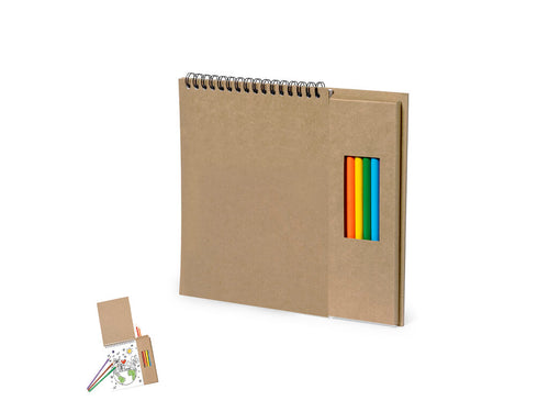 Fantastique set de crayons et bloc-notes en carton recyclé - Mertens Personnalise