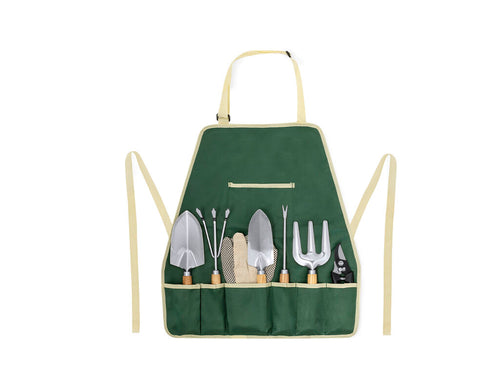 Ensemble complet de jardinage avec 7 accessoires et tablier réglable avec poches - Kuruma Personnalise