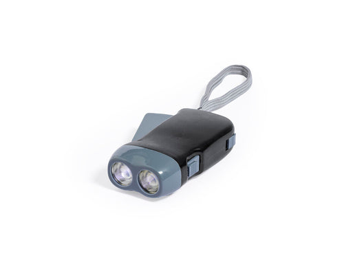 Lampe de poche éco-conviviale avec 2 LED de charge manuelle à l’aide de la dynamo intégrée; simplement en appuyant sur la gâchette d’une main génère de l’énergie, offrant une source de lumière sans générer de...