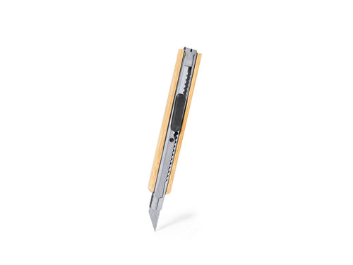 Cutter métallique avec boîtier en bambou - Lirson Personnalise