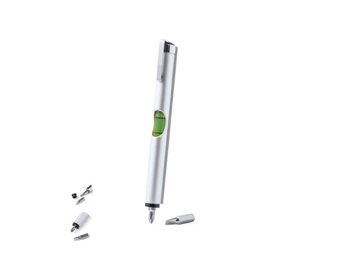 Pratique multi-outils en aluminium, avec niveau intégré dans le corps et deux têtes pour tournevis (plat et cruciforme) à l’intérieur - Loulan Personnalise
