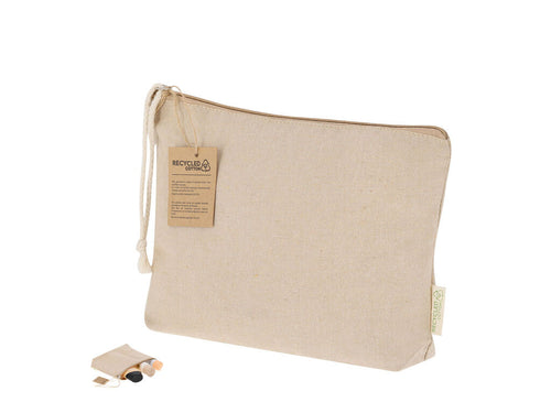 Trousse de toilette en coton recyclé dans un ton naturel élégant - Theris Personnalise