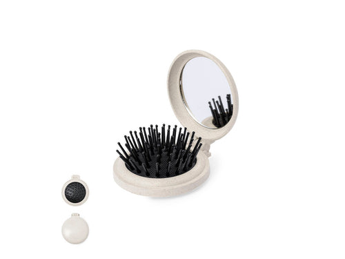 Brosse pliable avec miroir en paille de blé - Flege Personnalise