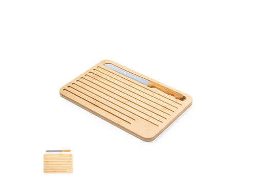 Table de cuisine fabriquée en bambou, accompagnée d'un couteau - Myoria Personnalise